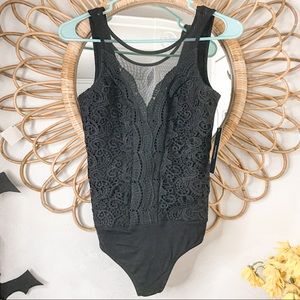 Lulus Black Lace Bodysuit